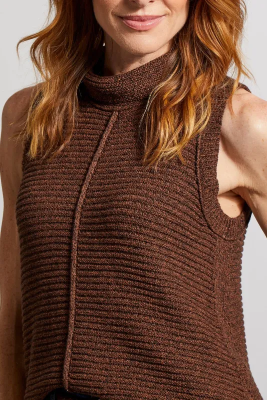 Tribal Sleeveless Turtleneck Sweater - Mocha sold by Boutique with Grace