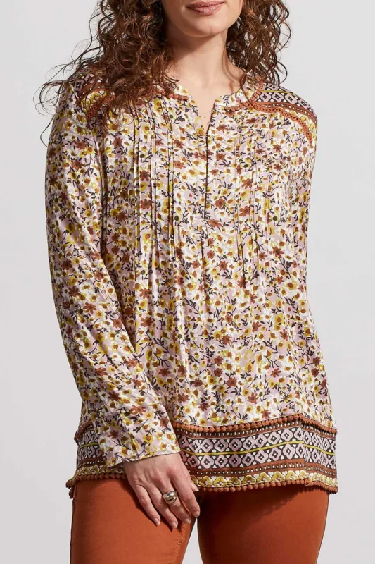 Tribal Izzy Pintuck Blouse - Mocha sold by Boutique with Grace
