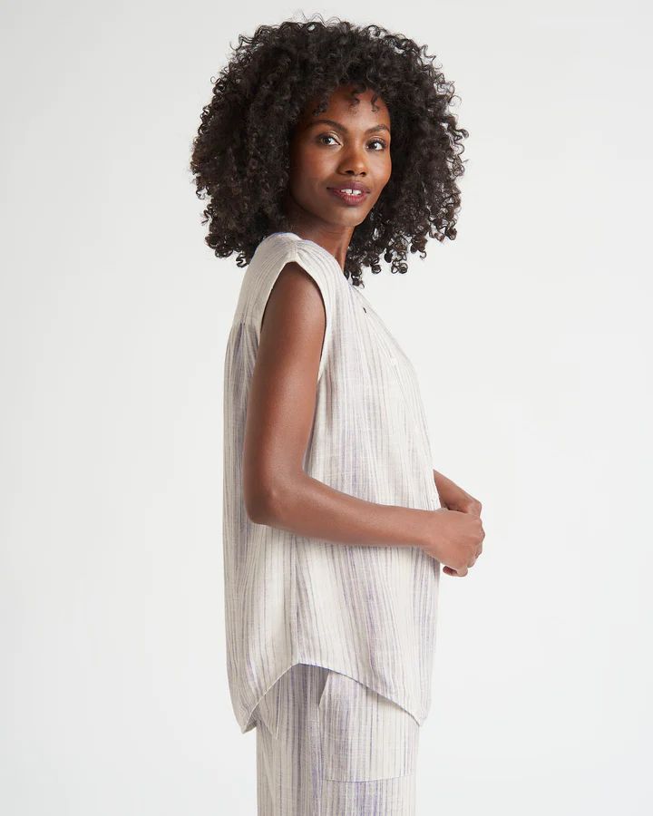Splendid Lola Sleeveless Button-up - Oyster Stripe sold by Boutique with Grace product image thumbnail 6