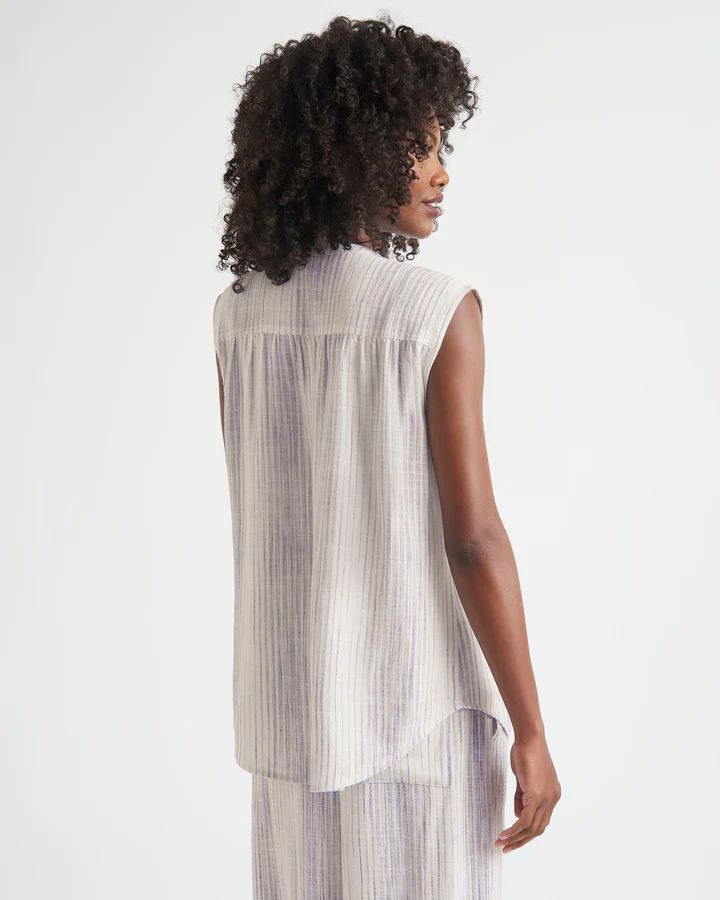 Splendid Lola Sleeveless Button-up - Oyster Stripe sold by Boutique with Grace product image thumbnail 2