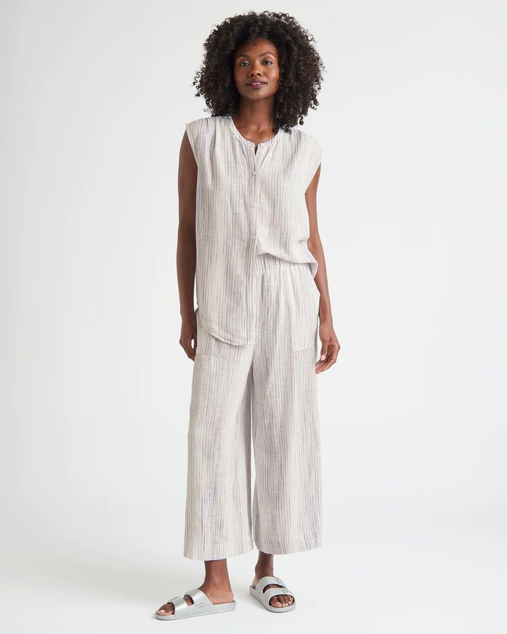 Splendid Lola Sleeveless Button-up - Oyster Stripe sold by Boutique with Grace product image thumbnail 4