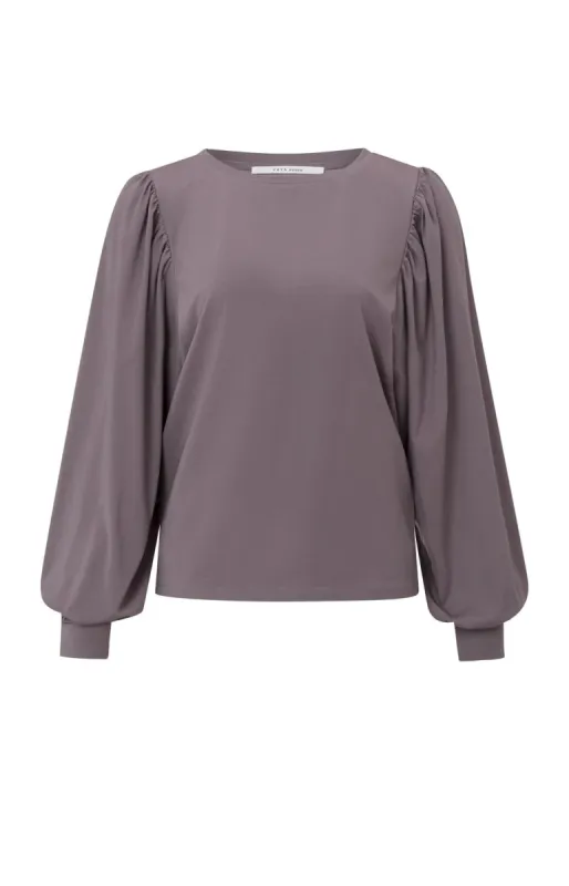 Yaya Boatneck Puff Sleeve Top - Moonscape sold by Boutique with Grace