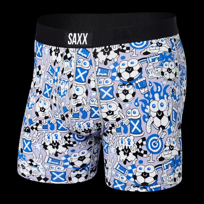 Saxx Vibe Super Soft Boxer Brief - Footy & Pints Blue sold by Boutique with Grace