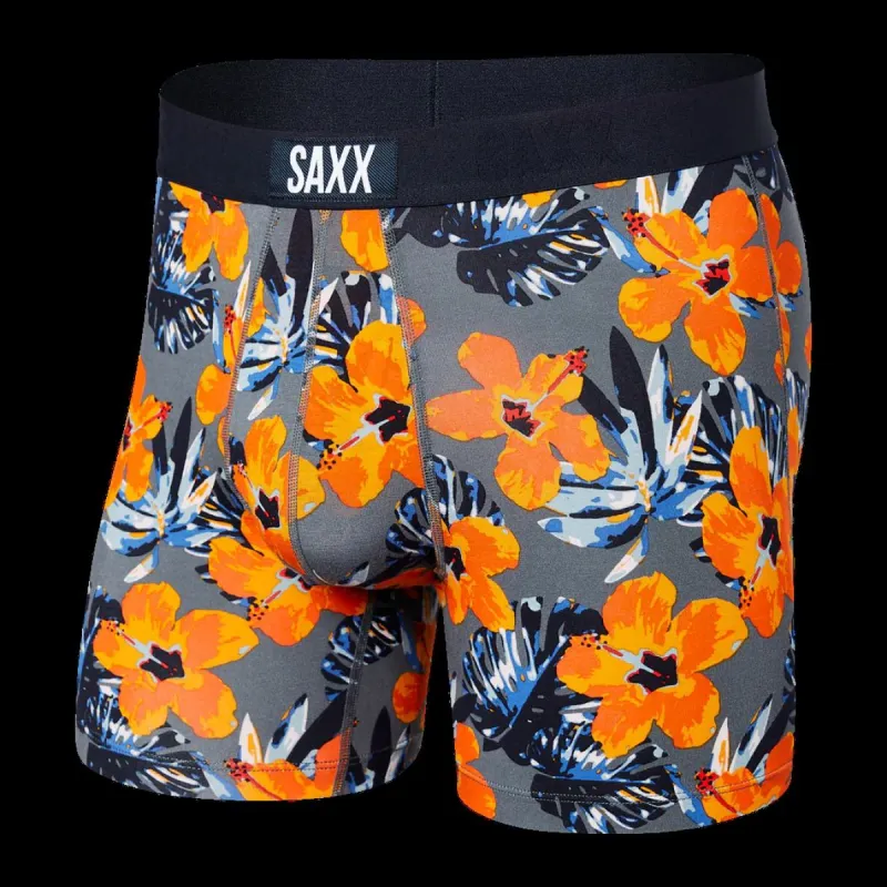 Saxx Vibe Super Soft Boxer Brief - Solar Hibiscus Grey sold by Boutique with Grace