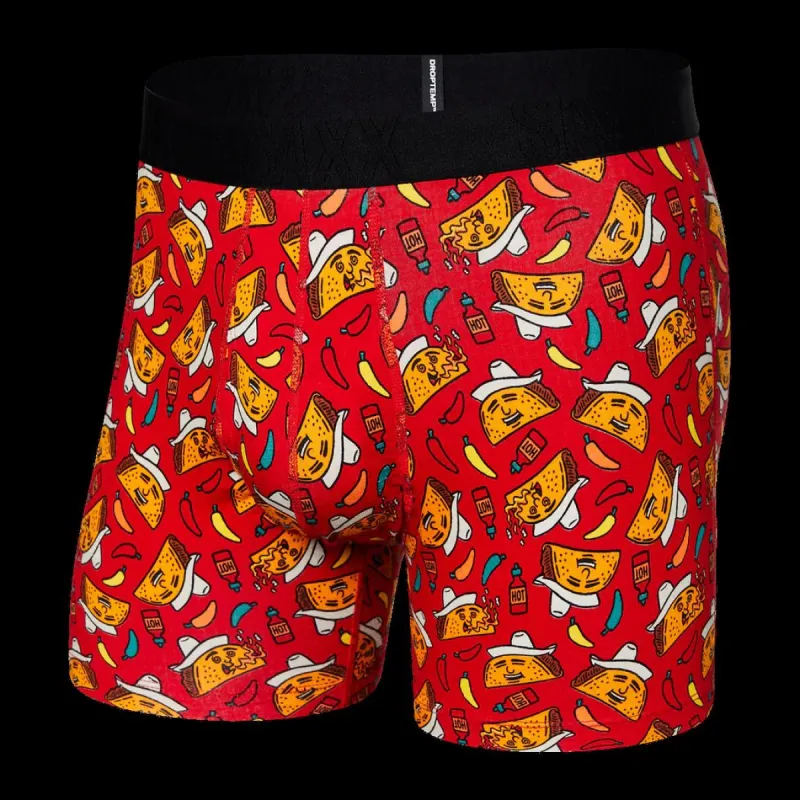 Saxx DropTemp Cooling Cotton Boxer Brief Fly - Taqueria Red sold by Boutique with Grace