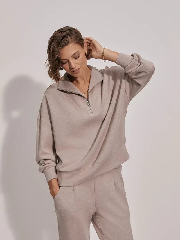 Varley Hawley Half Zip - Taupe Marl sold by Boutique with Grace product image thumbnail 2