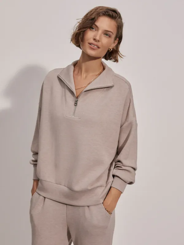 Varley Hawley Half Zip - Taupe Marl sold by Boutique with Grace