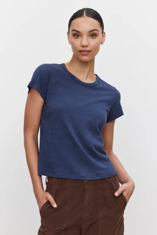 Velvet Marie Round Neck Tee - Blue Chip sold by Boutique with Grace