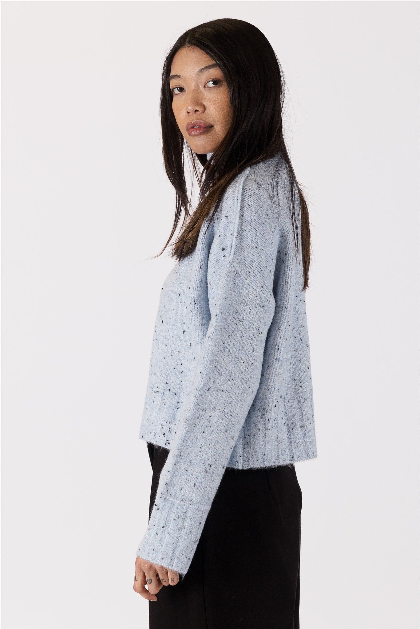 Lyla & Luxe Tova Mockneck - Light Blue Fleck sold by Boutique with Grace product image thumbnail 2