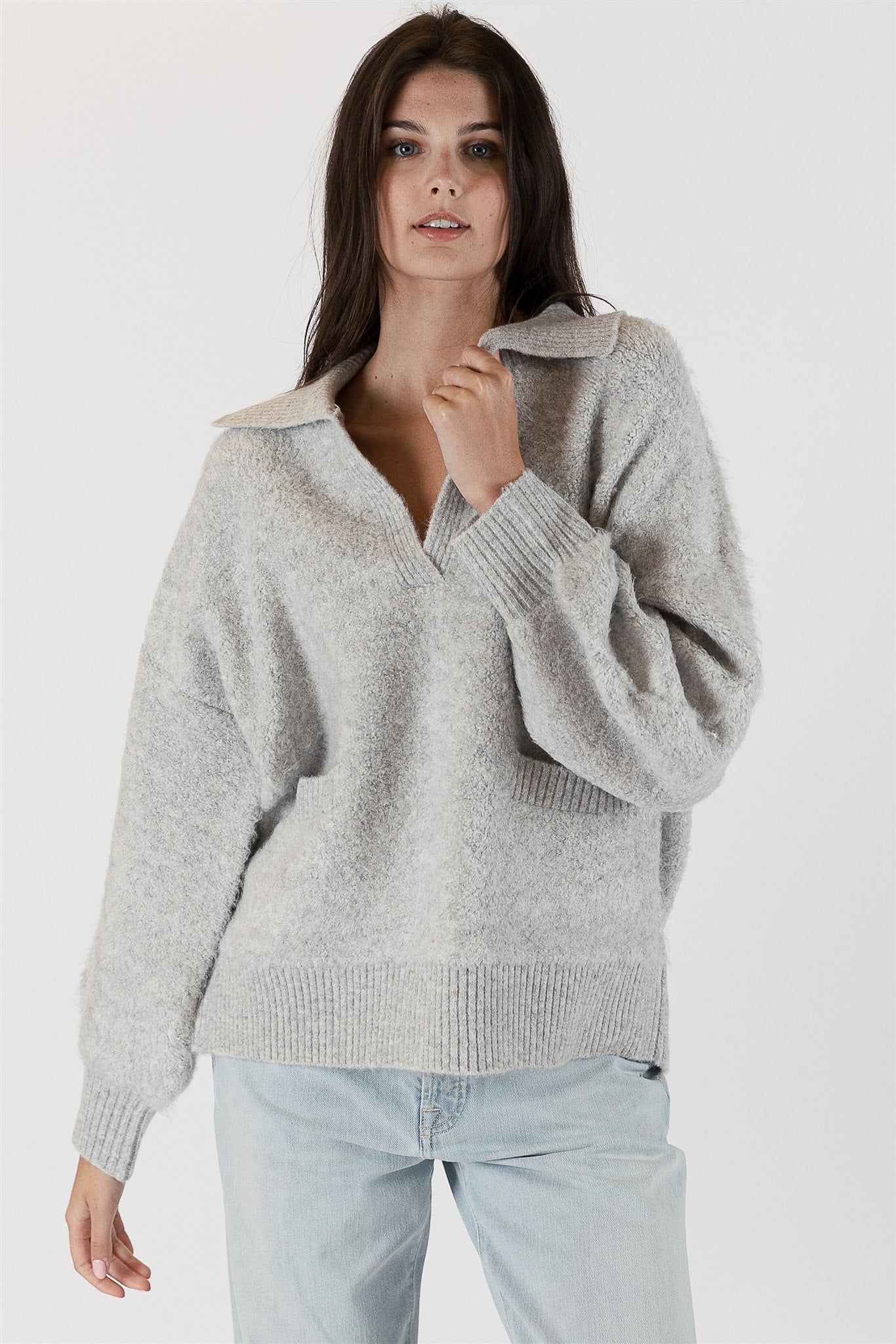 Lyla & Luxe Roo Pullover - Light Grey sold by Boutique with Grace