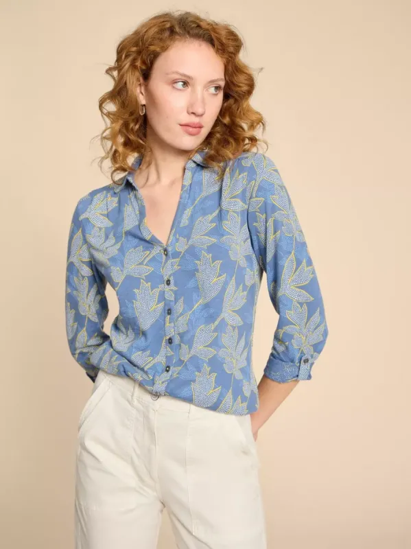 White Stuff Annie Jersey Shirt - Blue Multi sold by Boutique with Grace