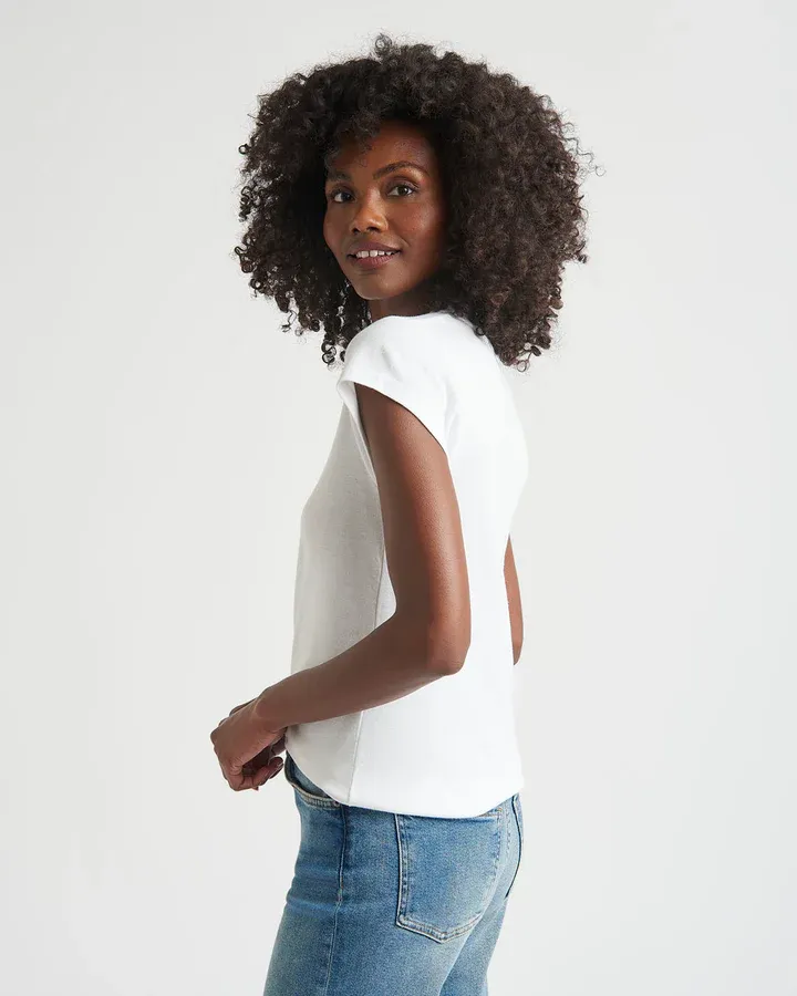 Splendid Faye 1x1 Rib Tee - White sold by Boutique with Grace product image thumbnail 3