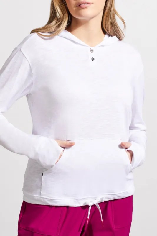 Tribal Kangaroo Pocket Top - White made by Tribal