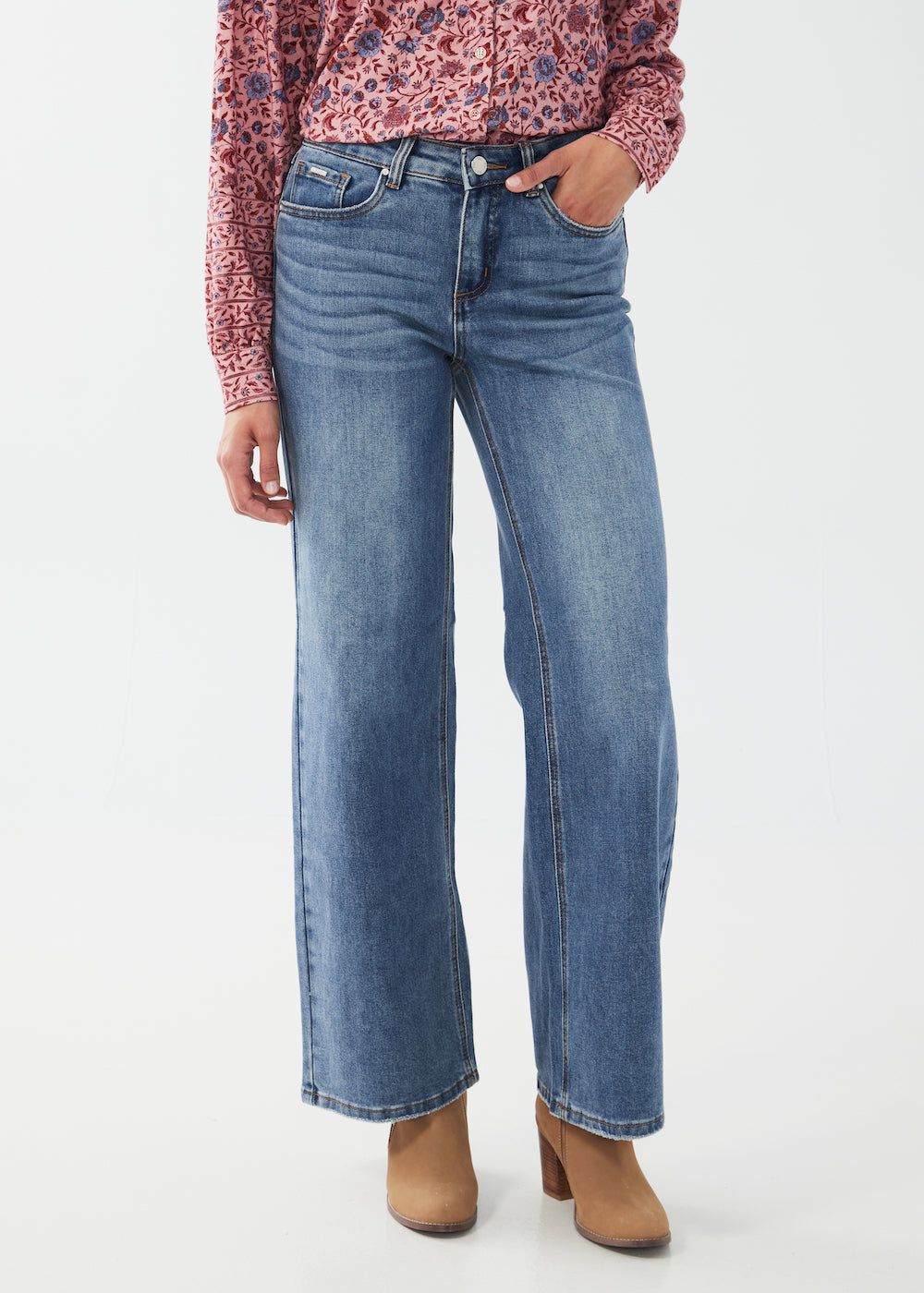 FDJ Olivia Wide Leg Jean - Medium Wash sold by Boutique with Grace