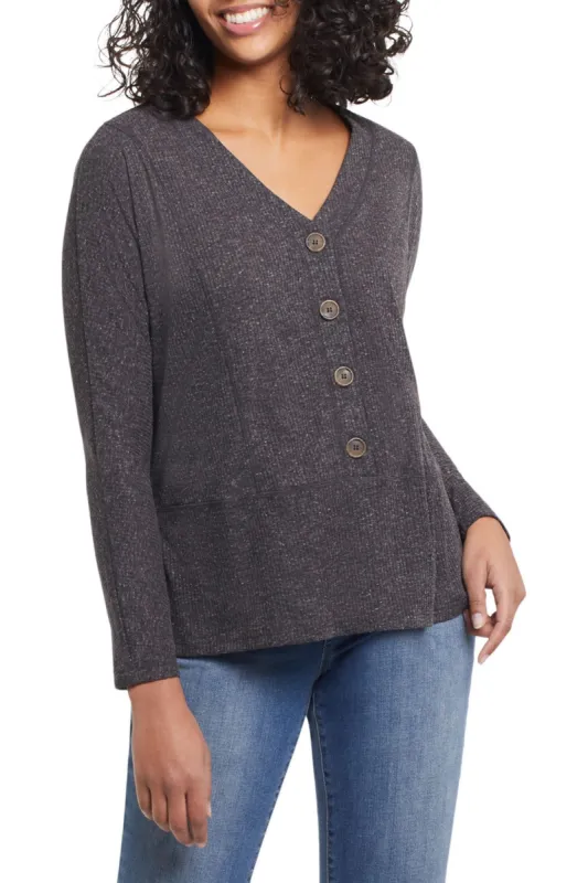 Tribal 3/4 Sleeve Henley - Charcoal sold by Boutique with Grace
