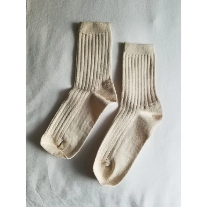 Le Bon Shoppe Combed Cotton Rib Socks - Porcelain sold by Boutique with Grace