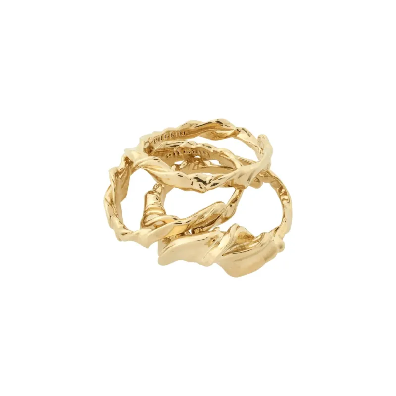 Pilgrim Storm 3 in 1 Ring Set - Gold sold by Boutique with Grace