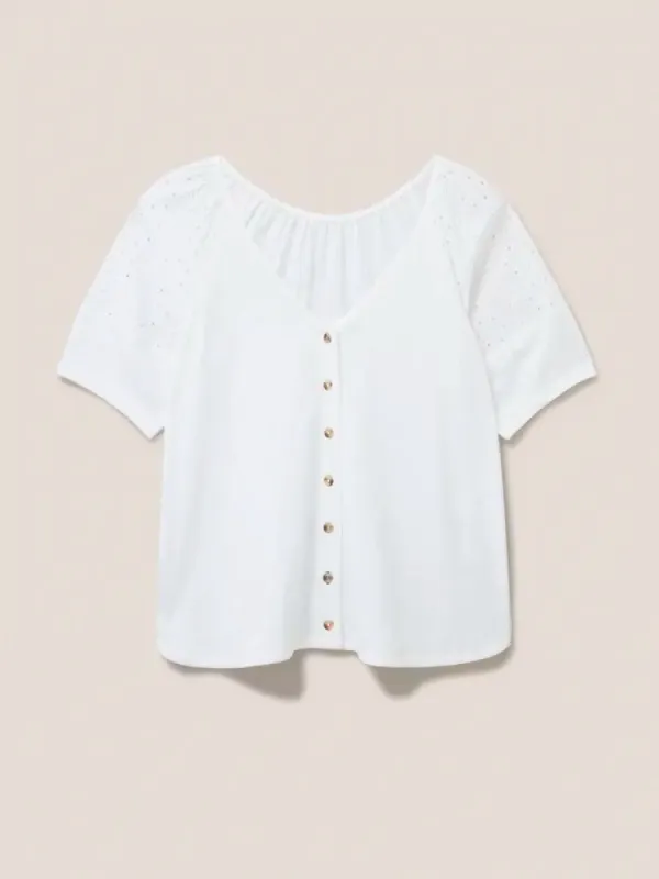 White Stuff Broderie Mix Two Way Top - Brilliant White sold by Boutique with Grace