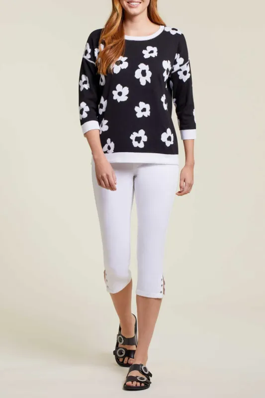 Tribal Flower Pullover - Black sold by Boutique with Grace