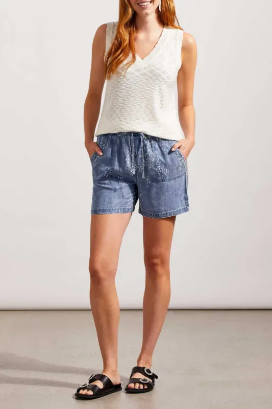Tribal Patch Pocket Shorts - Dark Chambray sold by Boutique with Grace