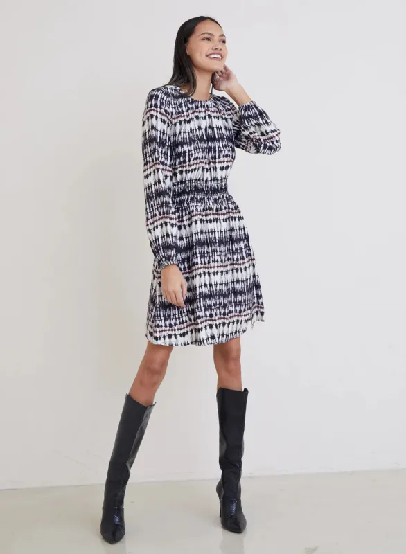 Bella Dahl Smocked Mini Dress - Rustic Stripe Print sold by Boutique with Grace