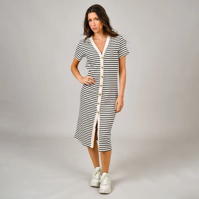 RD Vivianne Button Front Dress - Black/White sold by Boutique with Grace