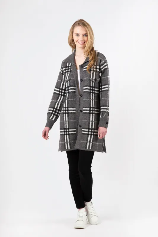 Lyla & Luxe Stanley Jacket - Grey Plaid sold by Boutique with Grace