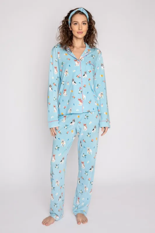 PJ Salvage Playful Prints PJ Set - Sky Blue Dogs sold by Boutique with Grace