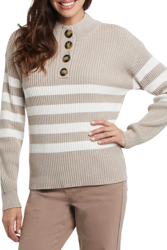 Tribal Becca Henley Sweater - Heather Mocha sold by Boutique with Grace