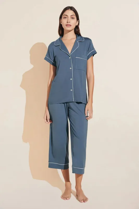 Eberjey Gisele SS Crop PJ Set - Coastal Blue sold by Boutique with Grace