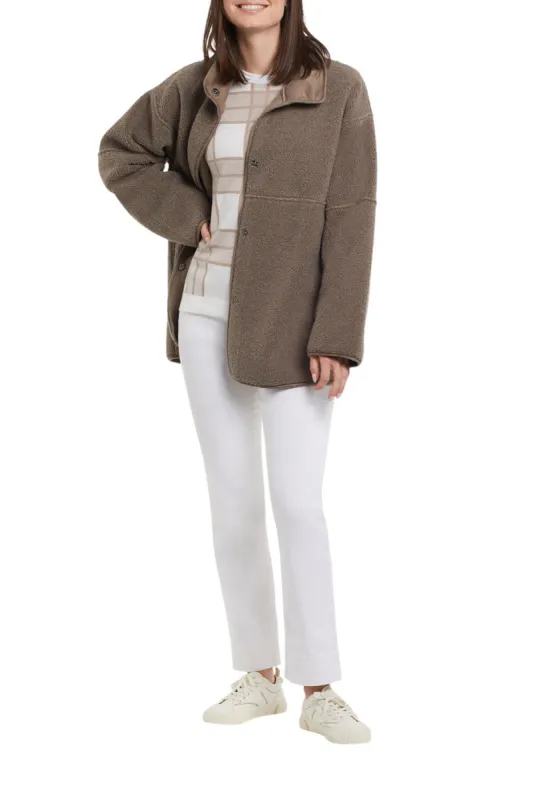 Tribal Sherpa Reversible Coat - Taupe Grey sold by Boutique with Grace