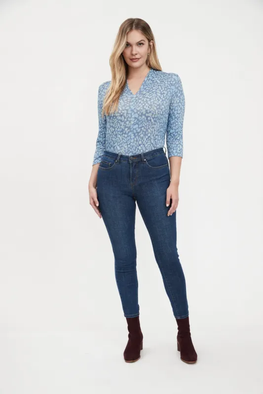 FDJ Crosshatch Olivia Slim Ankle - Dark Blue sold by Boutique with Grace