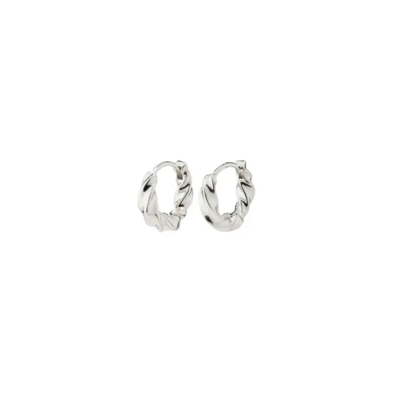 Pilgrim Small Taffy Hoops - Silver sold by Boutique with Grace
