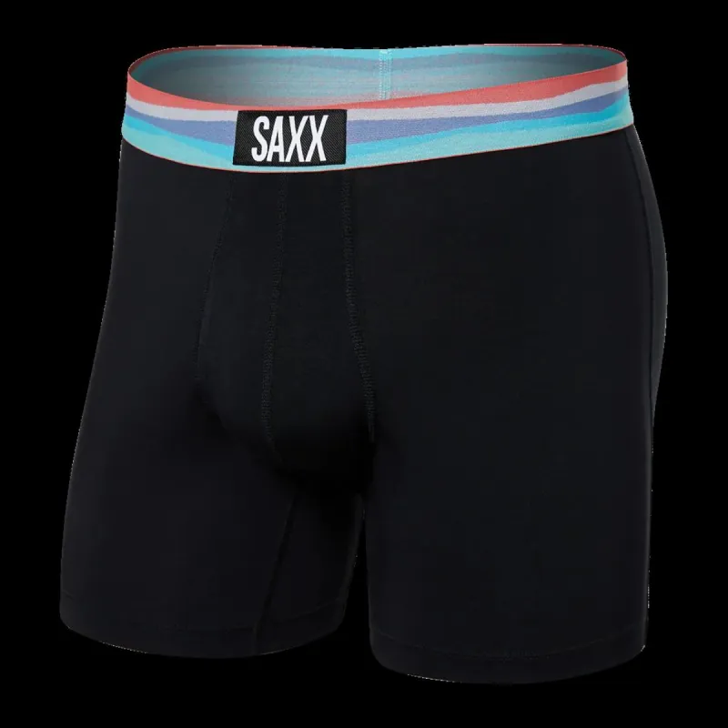 Saxx Ultra Super Soft Boxer Brief Fly - Black Cutback Stripe sold by Boutique with Grace