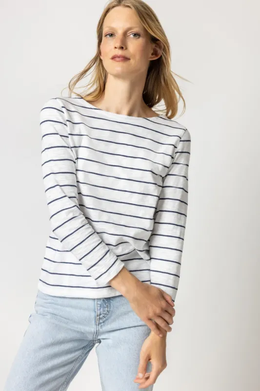 Lilla P Striped Boatneck - Navy Stripe sold by Boutique with Grace