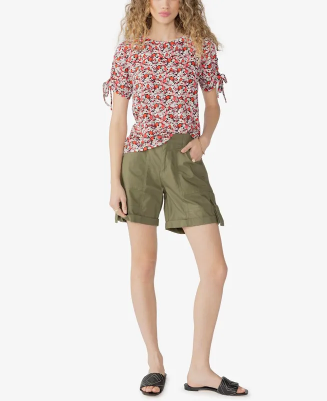 Sanctuary Peek-A-Boo Sleeve Tee - Flower Bath sold by Boutique with Grace