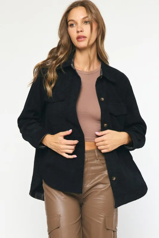 Entro Corduroy Jacket - Black sold by Boutique with Grace