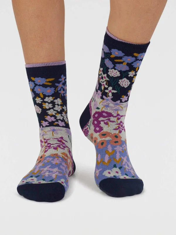 Thought Marguerite Floral Socks - Navy sold by Boutique with Grace