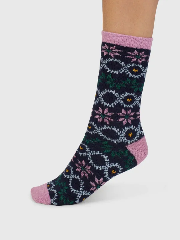 Thought Eleni Fairisle Socks - Navy sold by Boutique with Grace