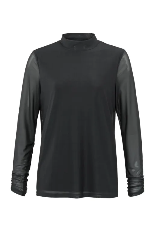 Yaya High Neck Mesh Top - Phantom sold by Boutique with Grace