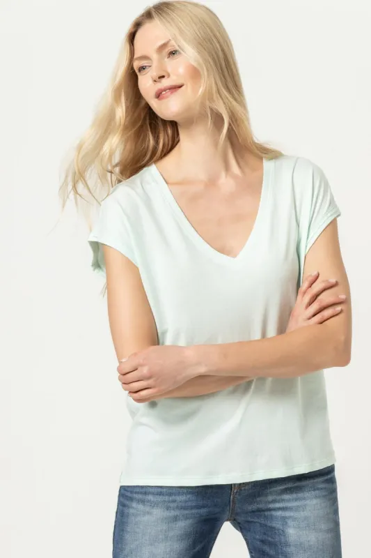 Lilla P Easy V Neck - Aquamarine sold by Boutique with Grace