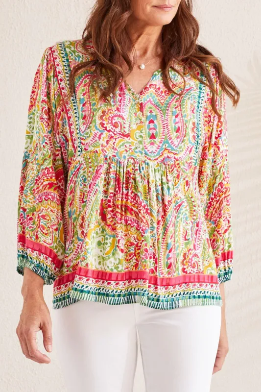 Tribal 3/4 Sleeve Blouse - Raspberry made by Tribal