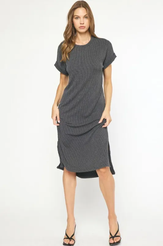 Entro Ribbed Midi Dress - Charcoal sold by Boutique with Grace