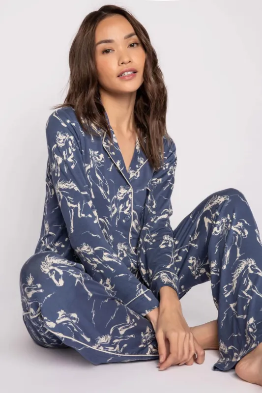 PJ Salvage Running Wild PJ Set - Dark Denim sold by Boutique with Grace