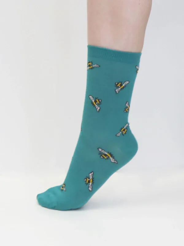 Thought Lou Bee Socks - Peacock Green sold by Boutique with Grace