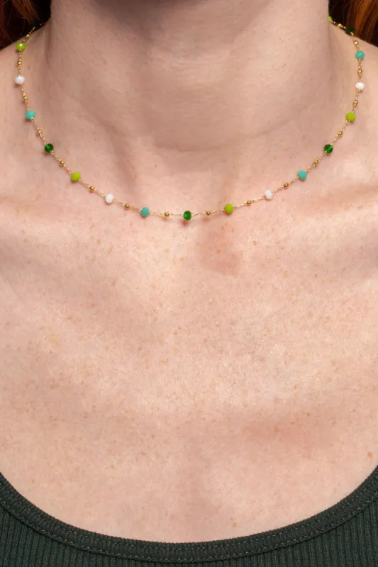 Green and Blue Beaded Necklace sold by Brandy Melville