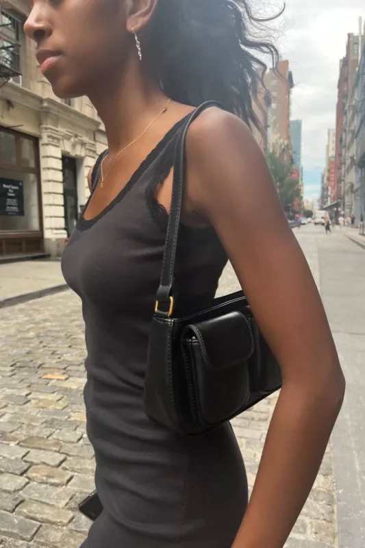 Black Pocket Shoulder Bag sold by Brandy Melville