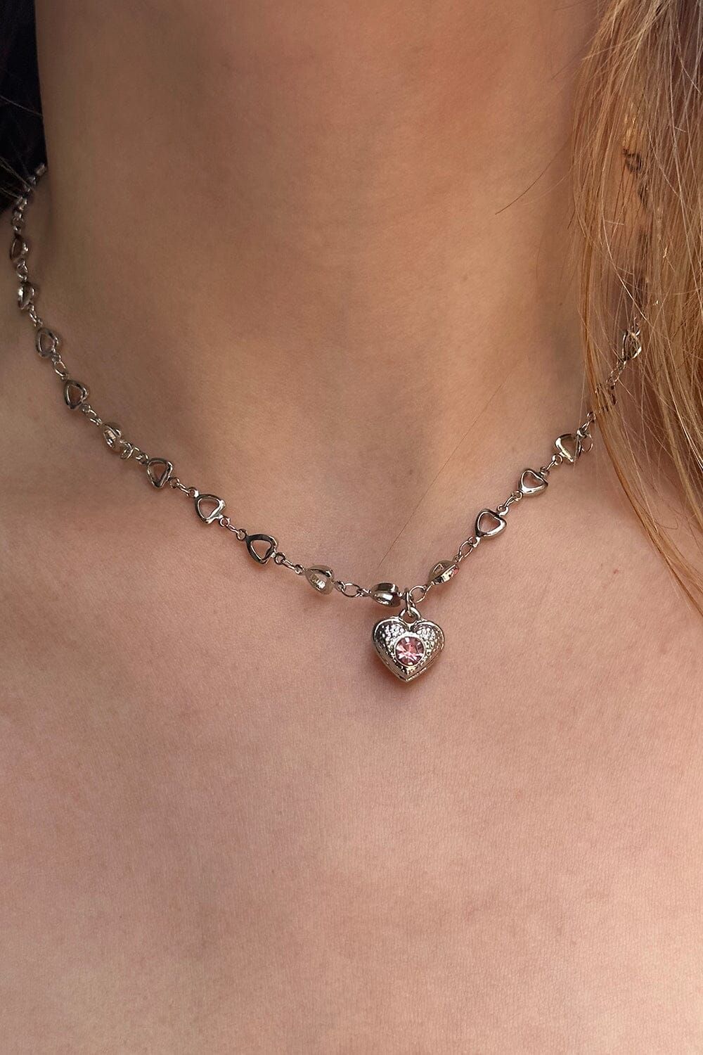 Rhinestone Heart Necklace sold by Brandy Melville product image thumbnail 2