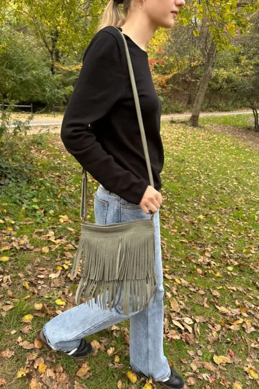 Fringe Suade Crossbody Bag sold by Brandy Melville