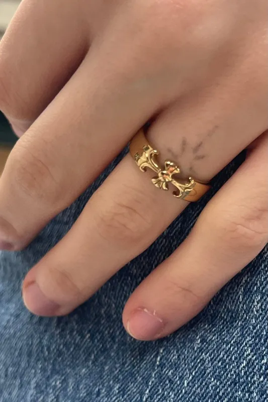 Gold Stainless Steal Cross Ring sold by Brandy Melville